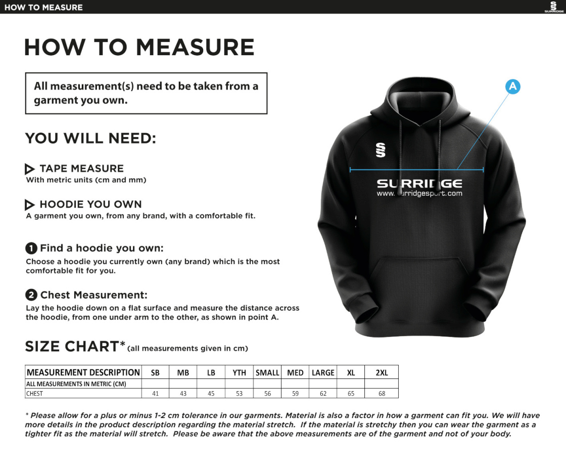 Regents University Hoodie - Size Guide