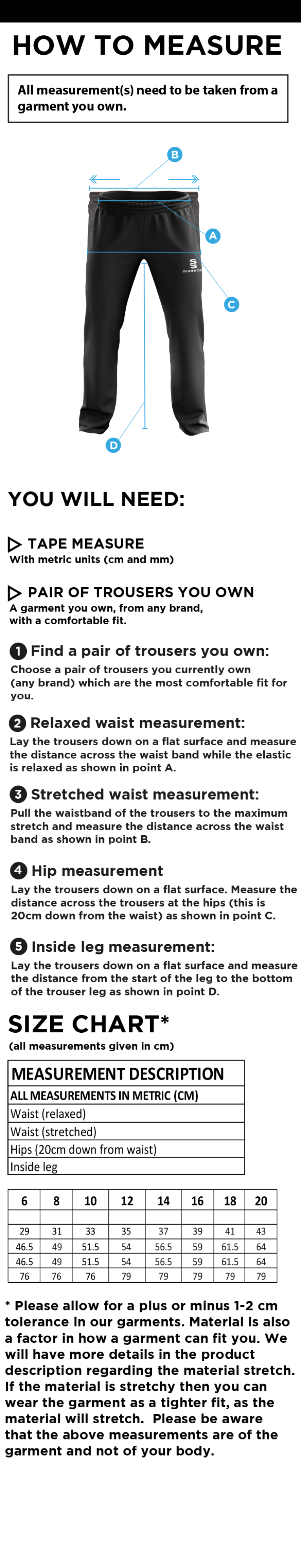 REGENTS UNIVERSITY Women's Poplin Track Pants - Size Guide