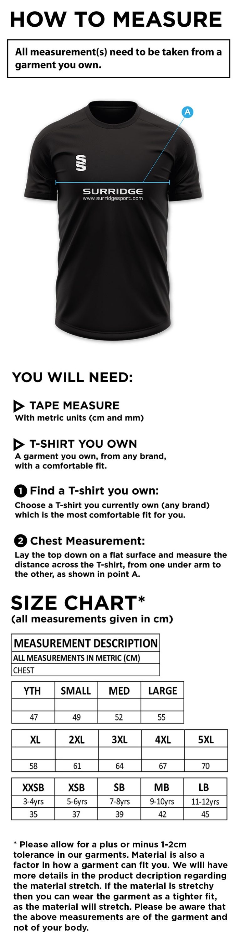 Regents University Polo Shirt - Size Guide