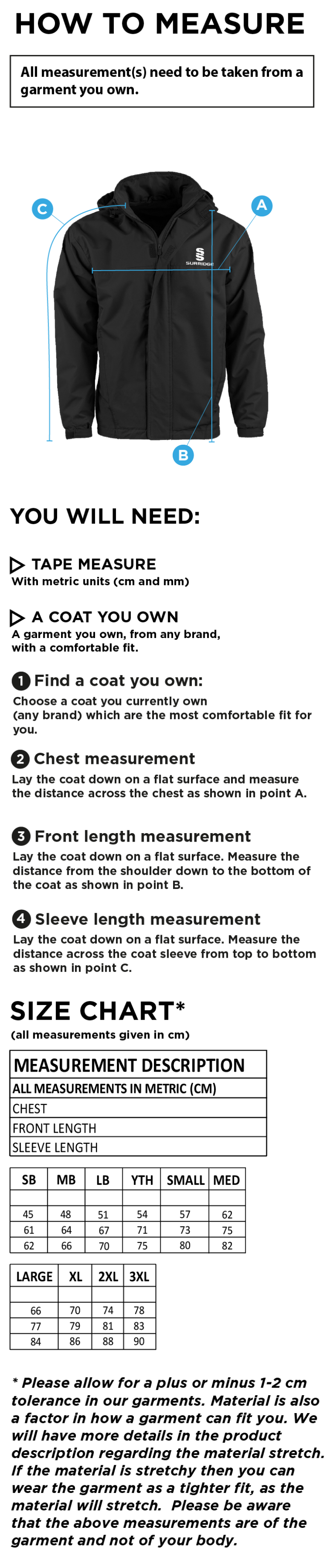 REGENTS UNIVERSITY FLEECE JACKET - Size Guide