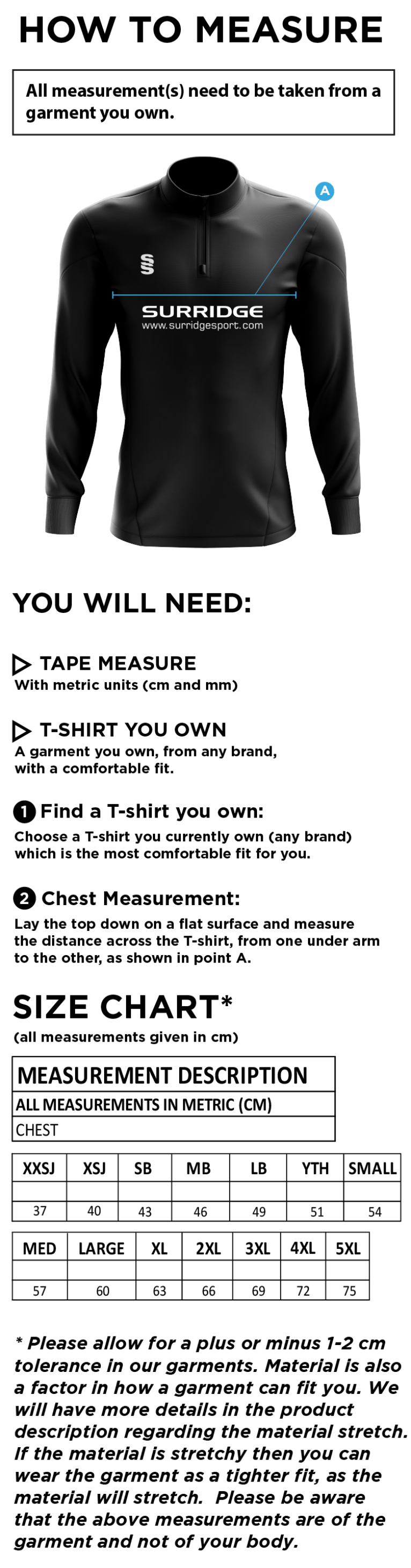 Regents University Performance Top - Size Guide
