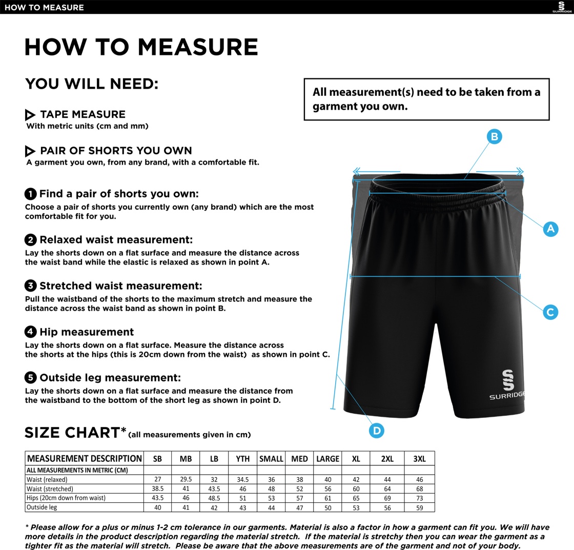 Regents University Shorts - Size Guide